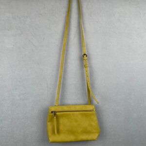 Universal Thread Chartreuse Yellow Crossbody Bag Front Zip Faux Leather Earthy